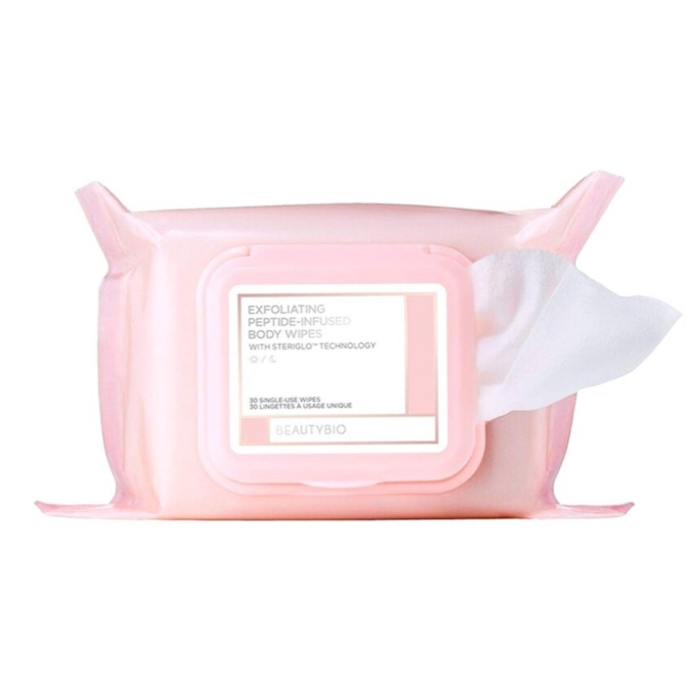 BeautyBio Exfoliating Peptide-Infused Body & Face Wipes - Pink